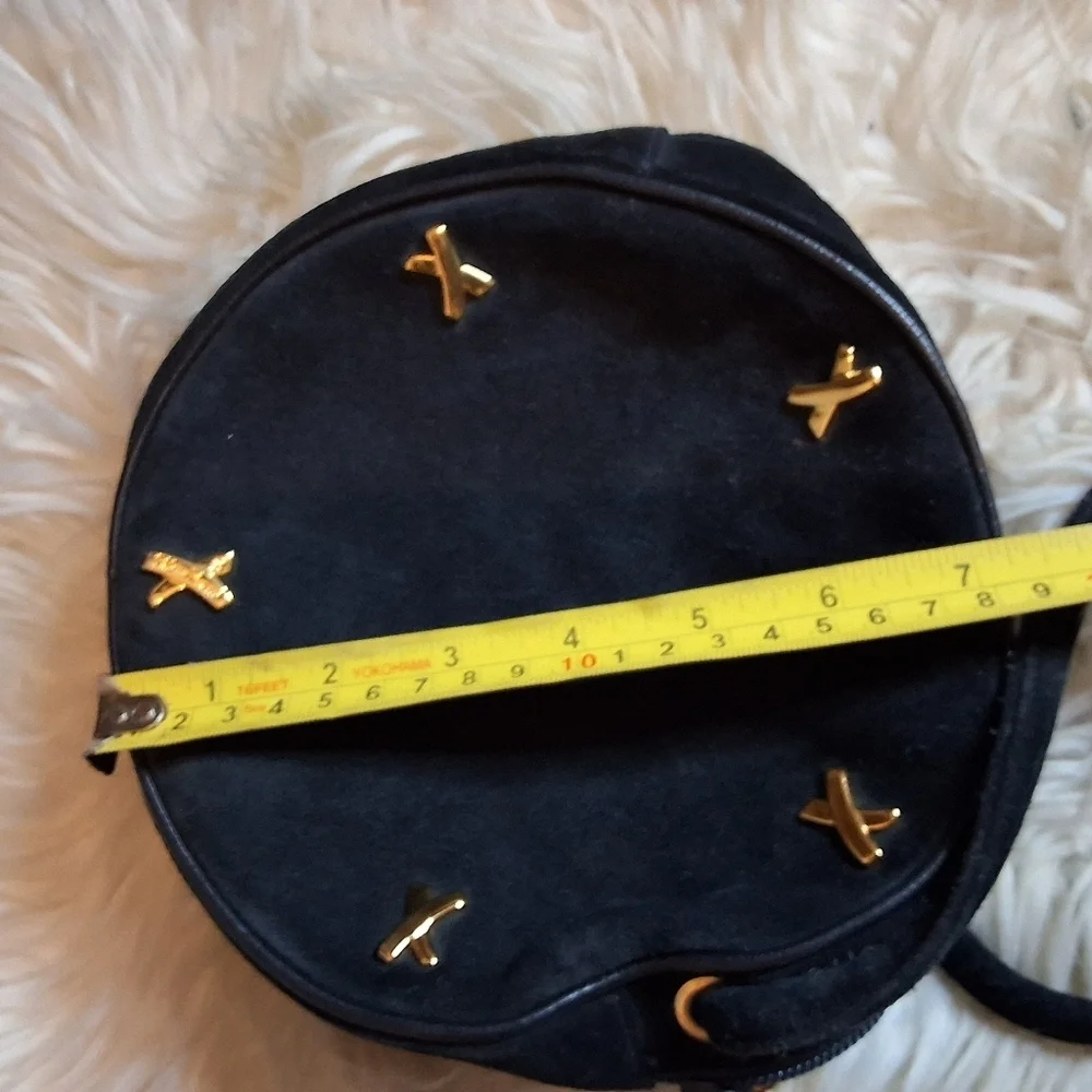 Paloma Picasso rare navy suede round x bag
